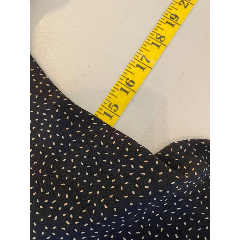 Dana Buchman Midi Dress Black White Dots Short Sleeve Collared Buttons up Silk - Picture 7 of 10